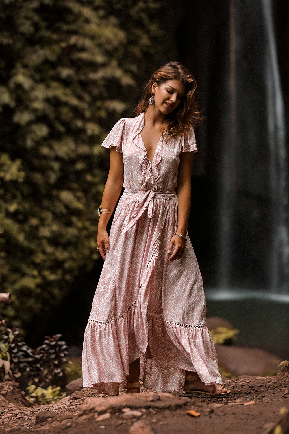 Alice Wrap Maxi Dress - Primrose Pink - Call me Polka - Tulle and Batiste