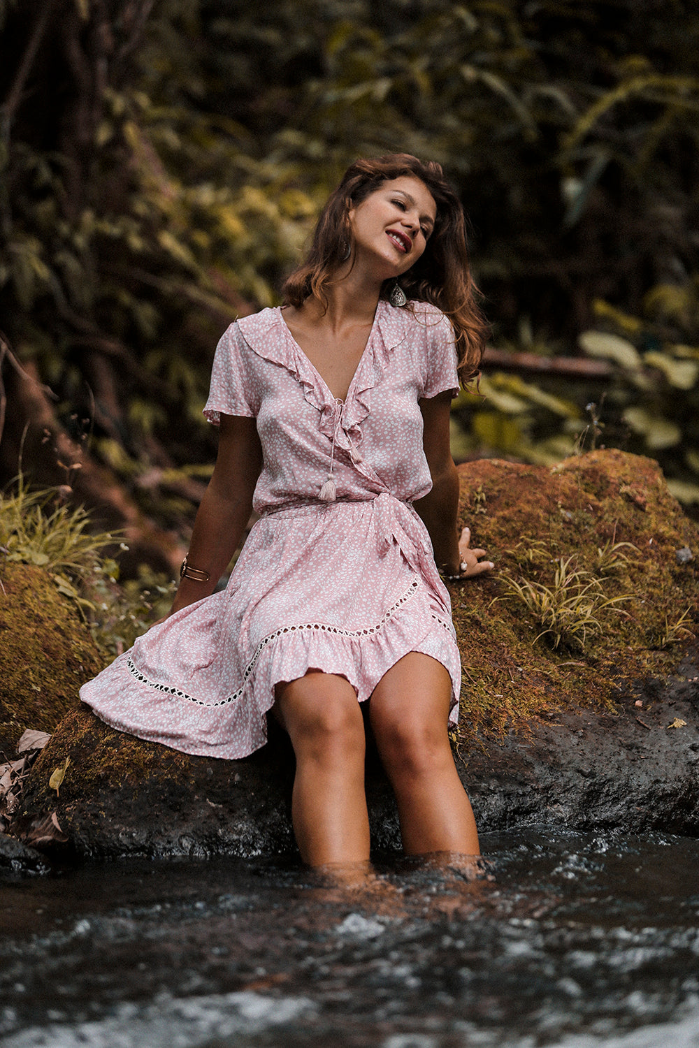 Alice Wrap Mini Dress - Primrose Pink - Call me Polka - Tulle and Batiste