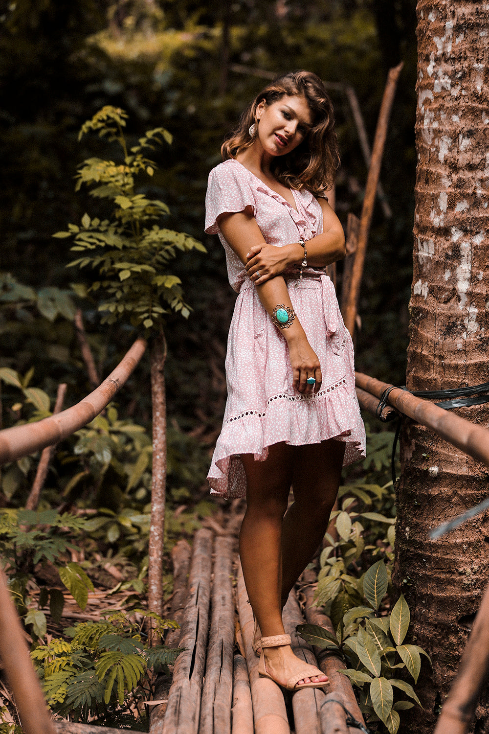 Alice Wrap Mini Dress - Primrose Pink - Call me Polka - Tulle and Batiste
