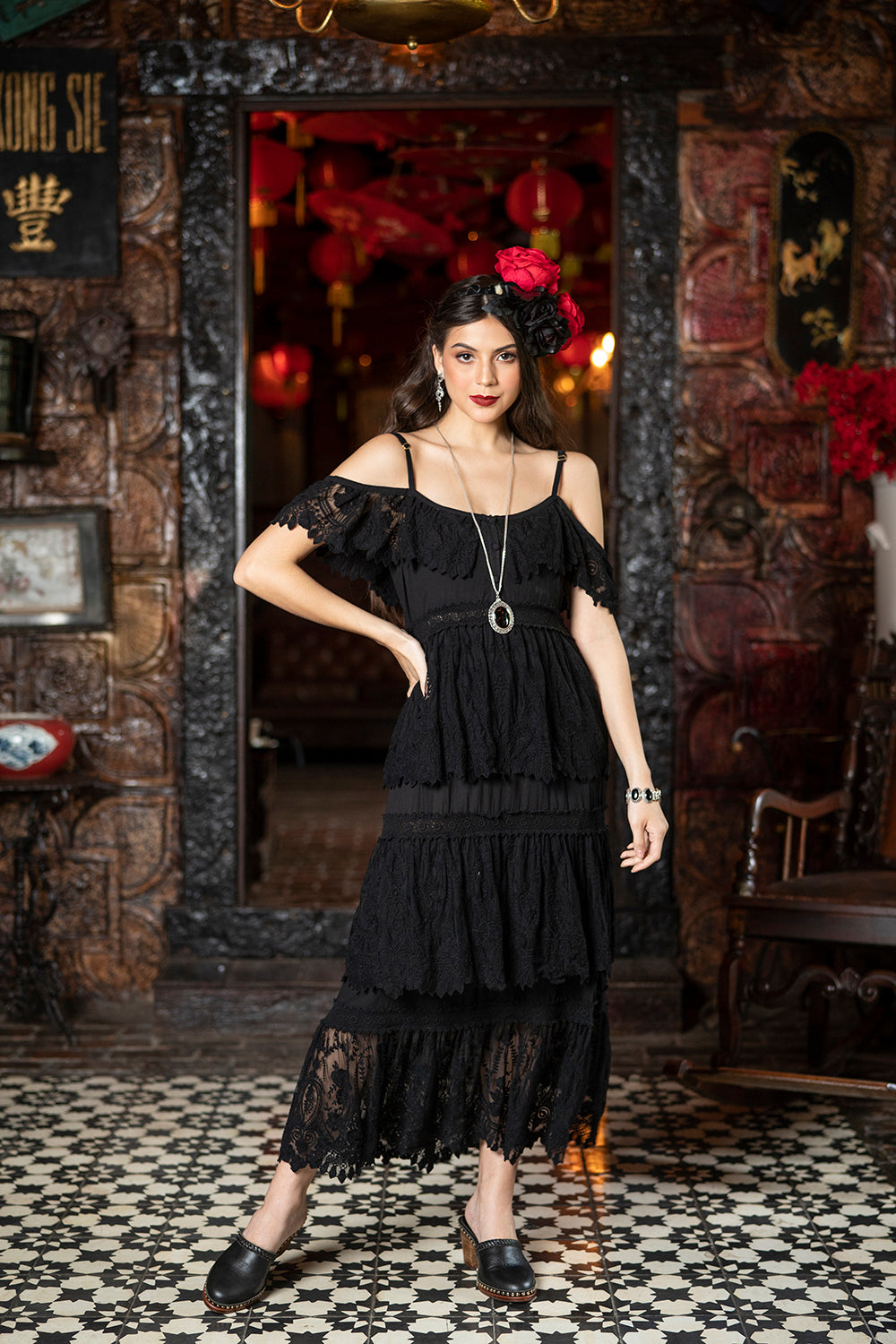 Carmen Maxi Dress - Moonless Black - Senorita by Tulle and Batiste