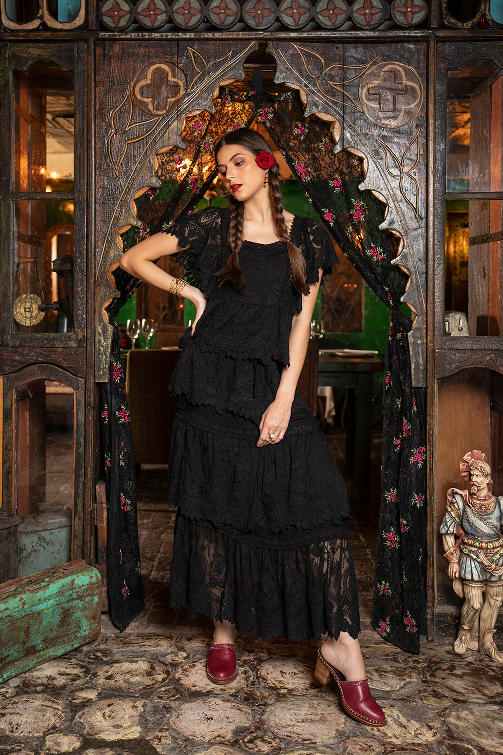 Carmen Maxi Skirt - Moonless Black - Senorita by Tulle and Batiste