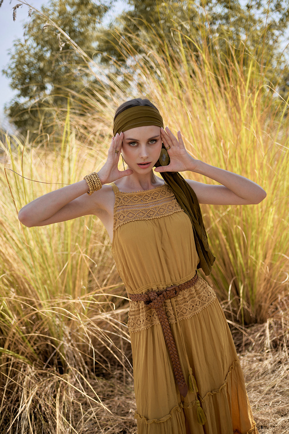 Vivianne Plaited Belt - Tan - The Fields of Gold by Tulle and Batiste