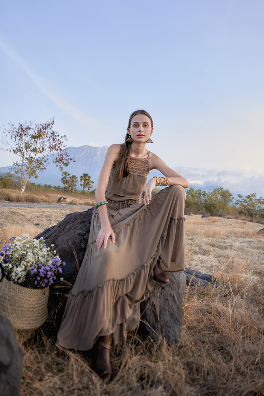 Chloe Maxi Skirt - Desert Sand - The Fields of Gold by Tulle and Batiste