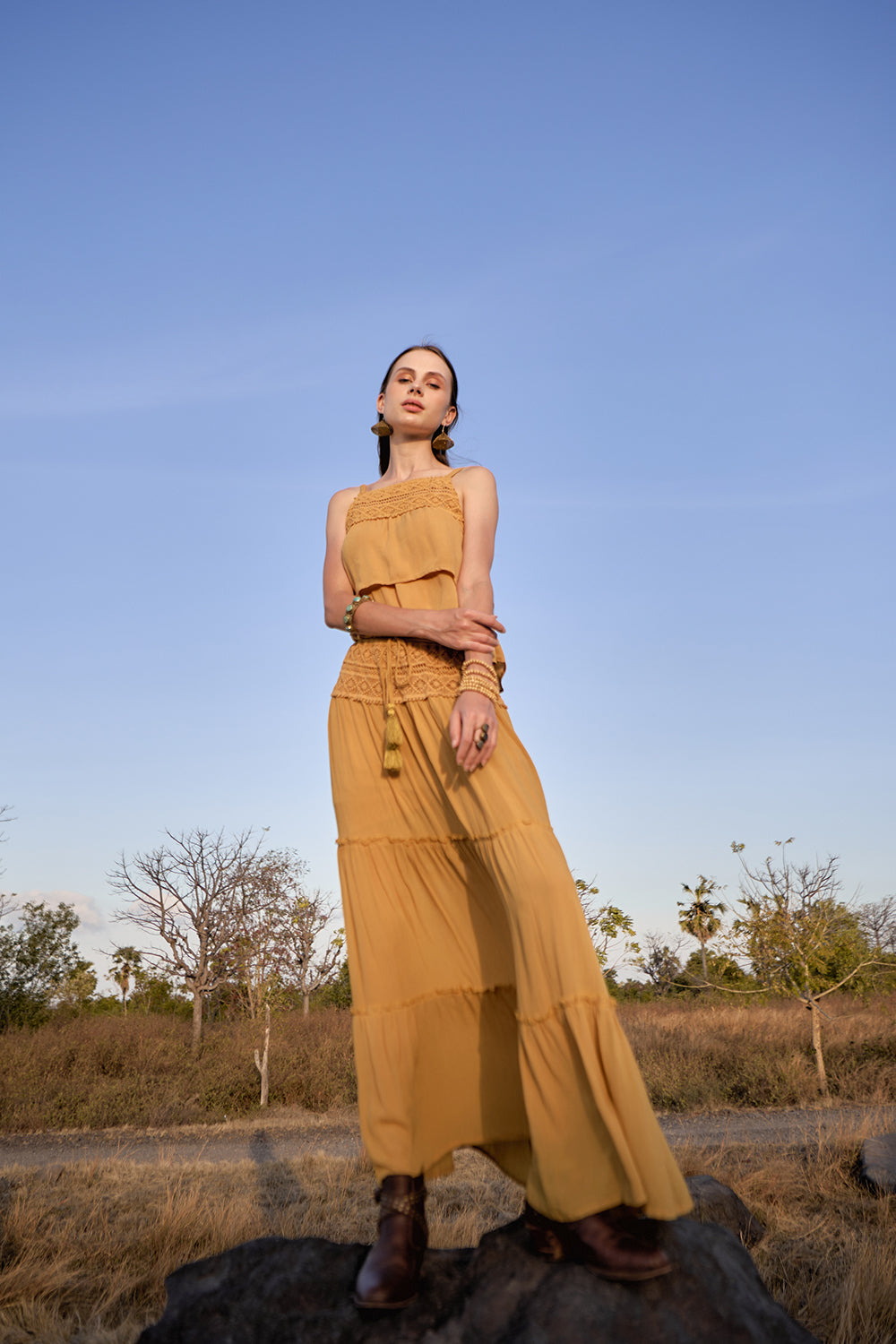 Chloe Maxi Skirt - Saffron Gold - The Fields of Gold by Tulle and Batiste