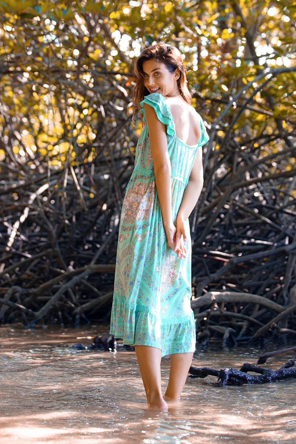 Elizza Sundress - Turquoise - Tulle and Batiste