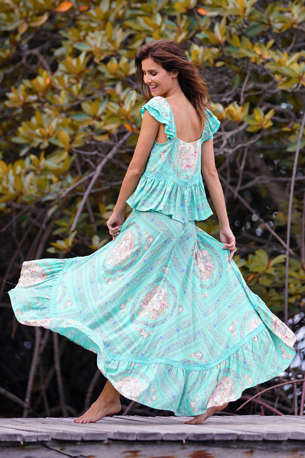Elizza Top - Turquoise - Tulle and Batiste