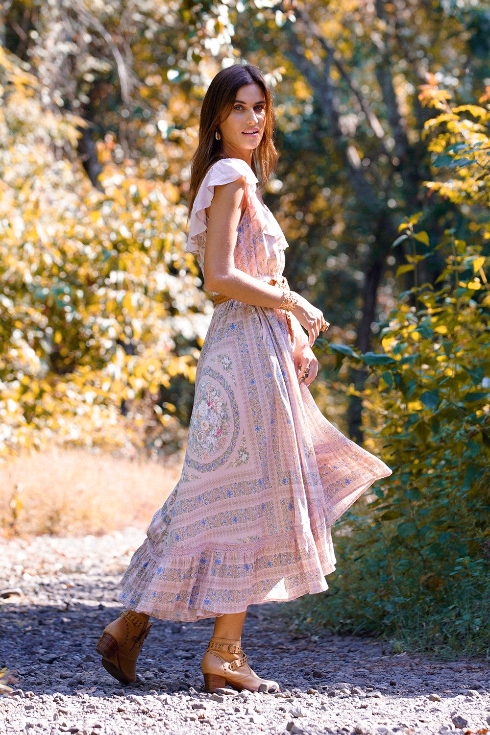 princess polly baby blue dress Blush Floral Print Long Sleeve Tiered Maxi Dress