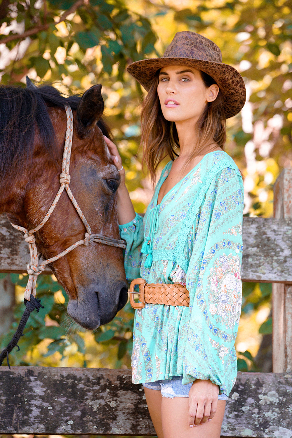 Fabbie Blouse - Turquoise - Tulle and Batiste