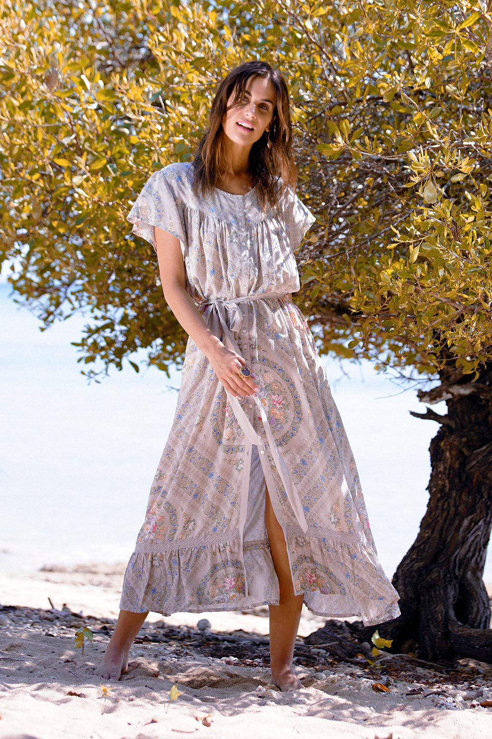 Isabella Maxi Dress - Mourning Dove - Tulle and Batiste