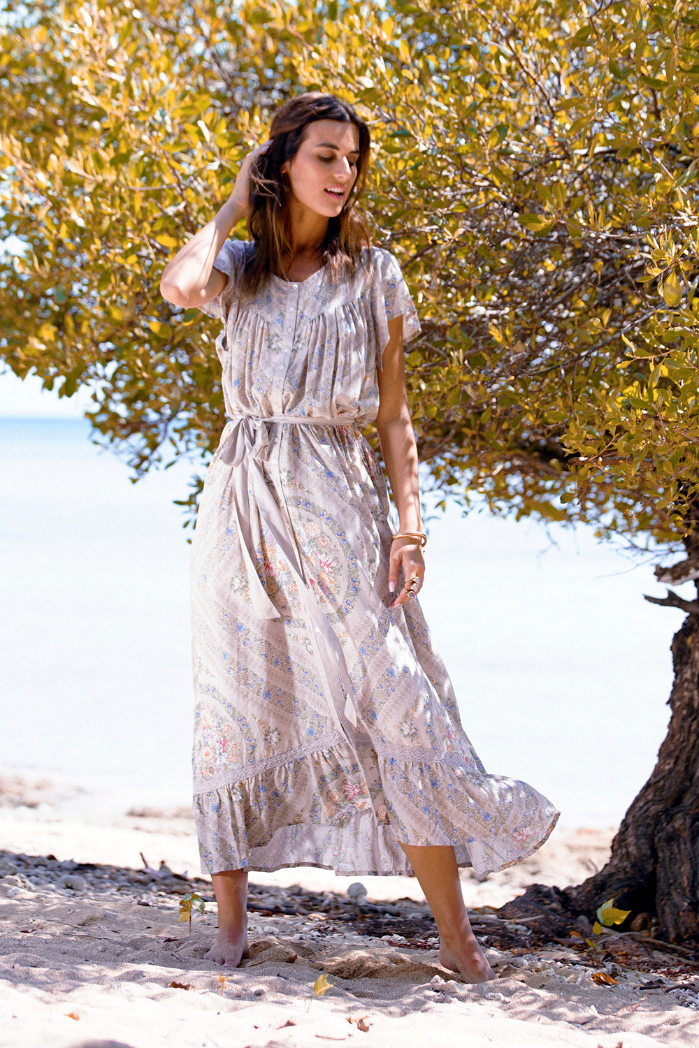 Isabella Maxi Dress - Mourning Dove - Tulle and Batiste