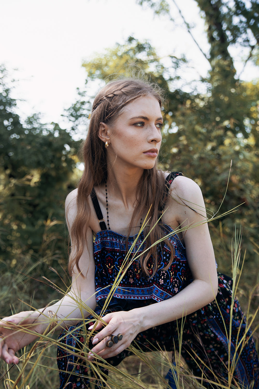 Jolie Crop Top - Moonless Black - Ditsy Charm by Tulle and Batiste