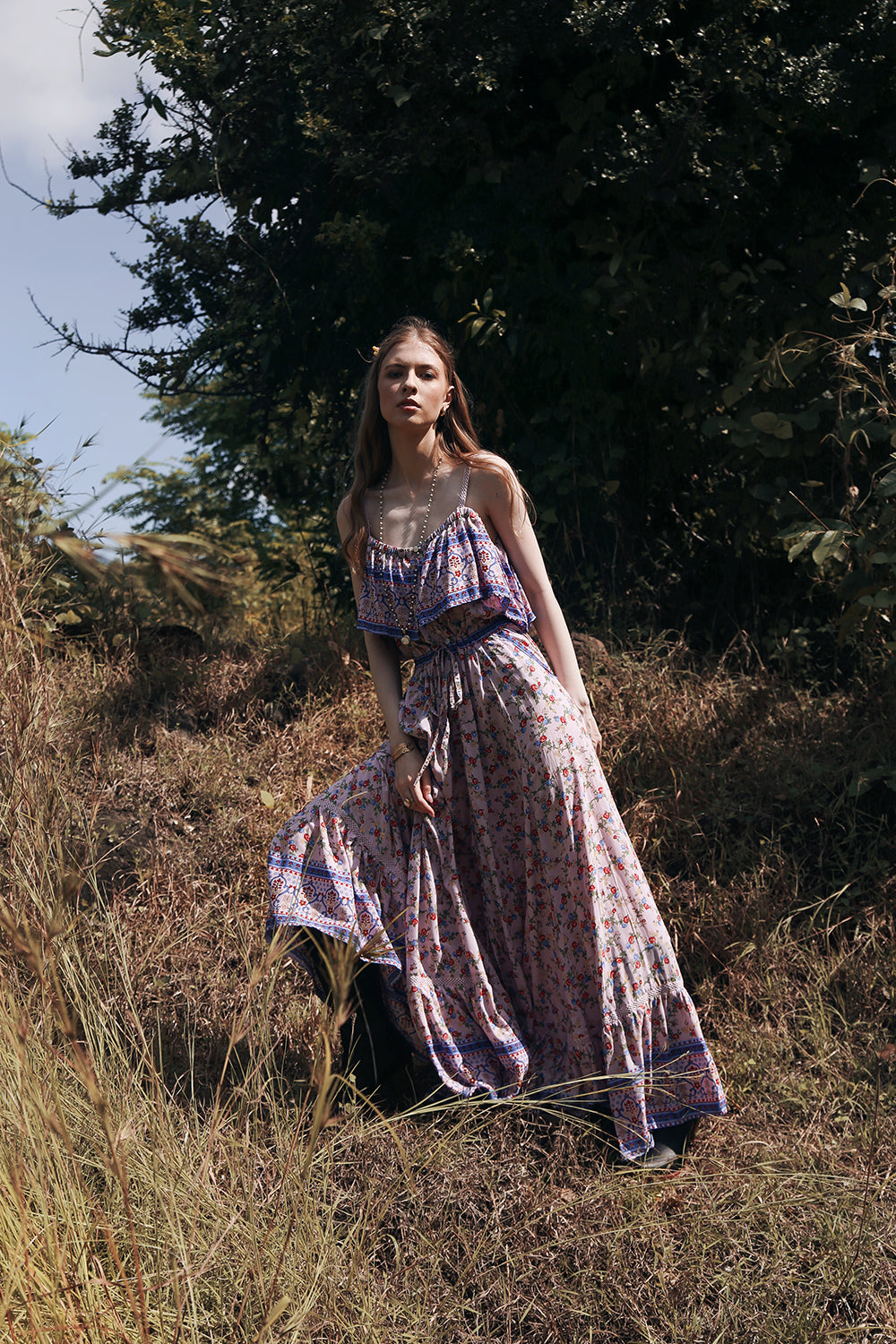 Jolie Maxi Dress - Dawn Pink - Ditsy Charm by Tulle and Batiste