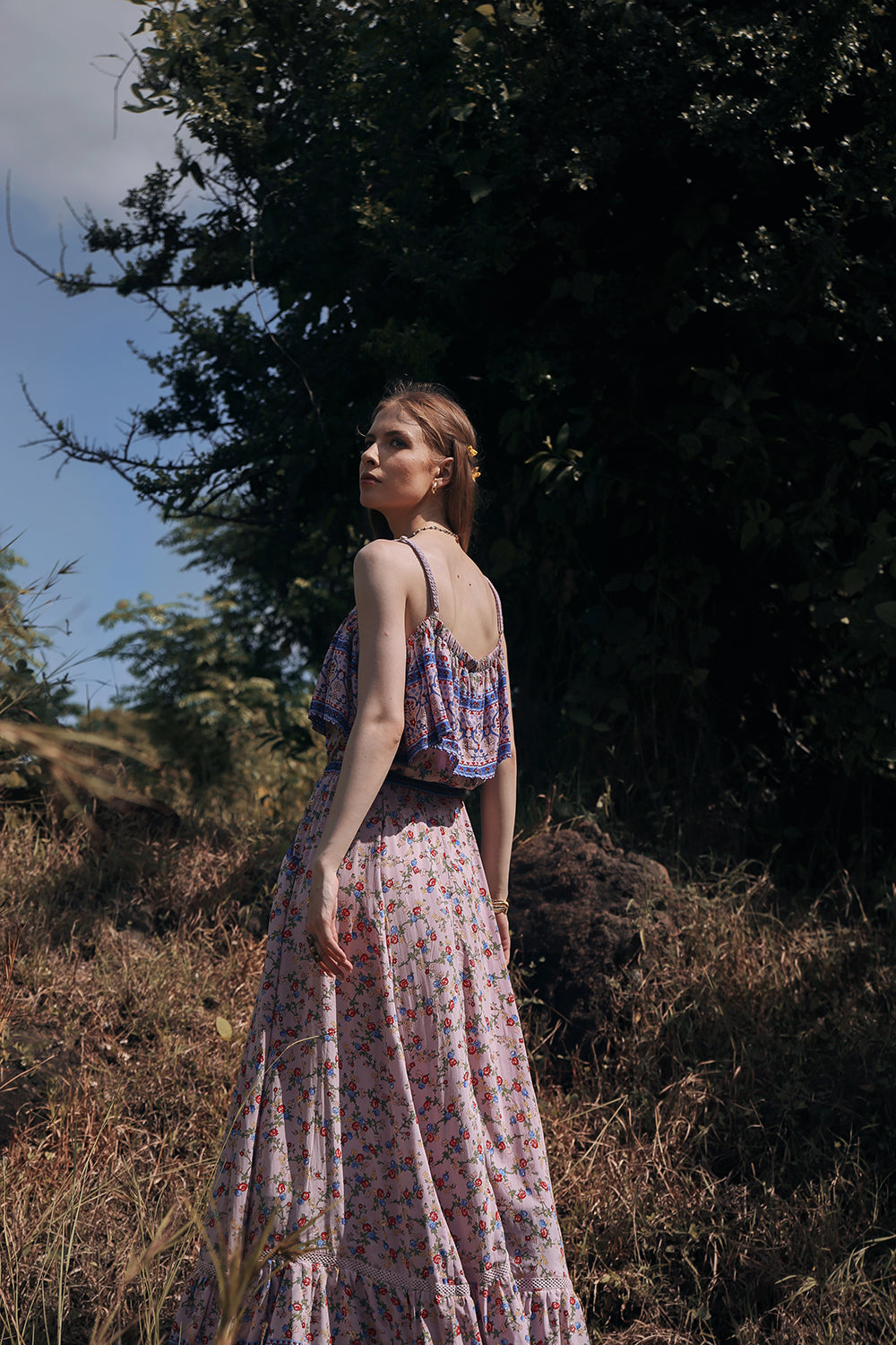 Jolie Maxi Dress - Dawn Pink - Ditsy Charm by Tulle and Batiste