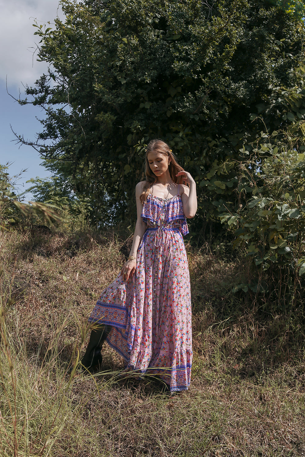 Jolie Maxi Dress - Dawn Pink - Ditsy Charm by Tulle and Batiste