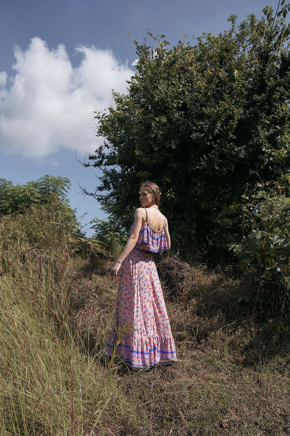 Jolie Maxi Dress - Dawn Pink - Ditsy Charm by Tulle and Batiste
