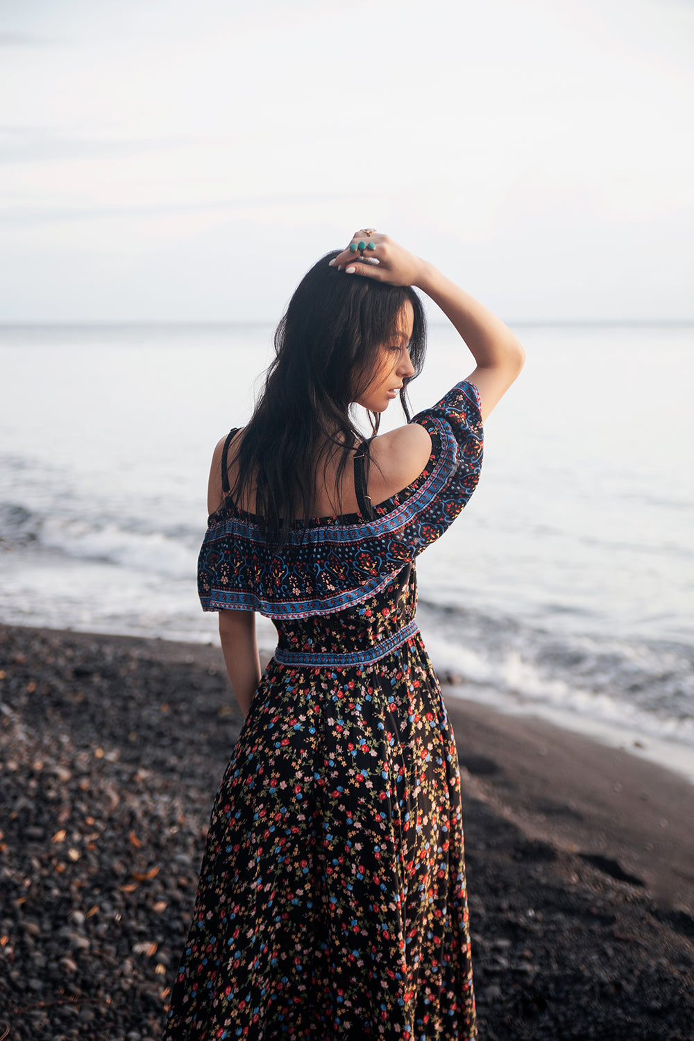 Jolie Maxi Dress - Moonless Black - Ditsy Charm by Tulle and Batiste