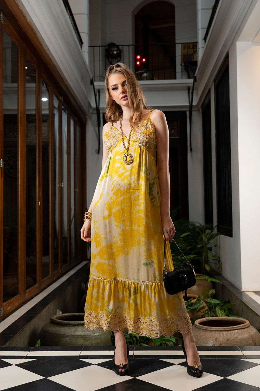 Kandi Queen Maxi Slip Dress - Citrine - Jewel by Tulle and Batiste