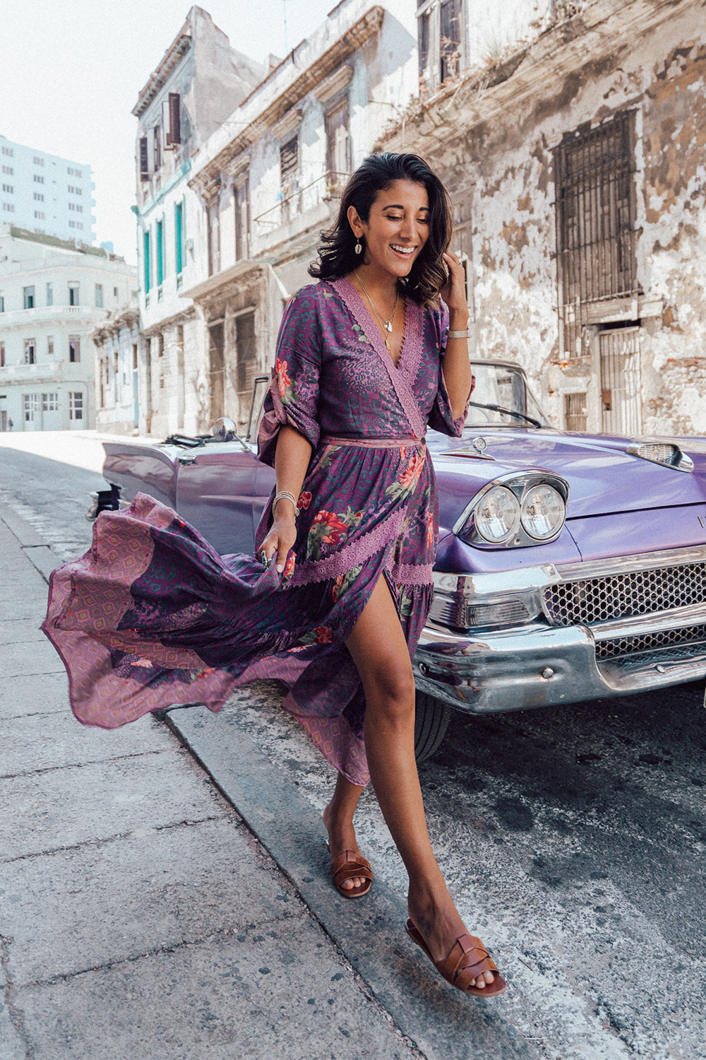 Khaya Wrap Frill Dress - Purple Potion - Tulle and Batiste