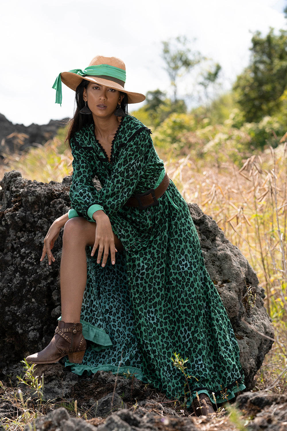 chinese dress ladies Laura Maxi Dress - Emerald