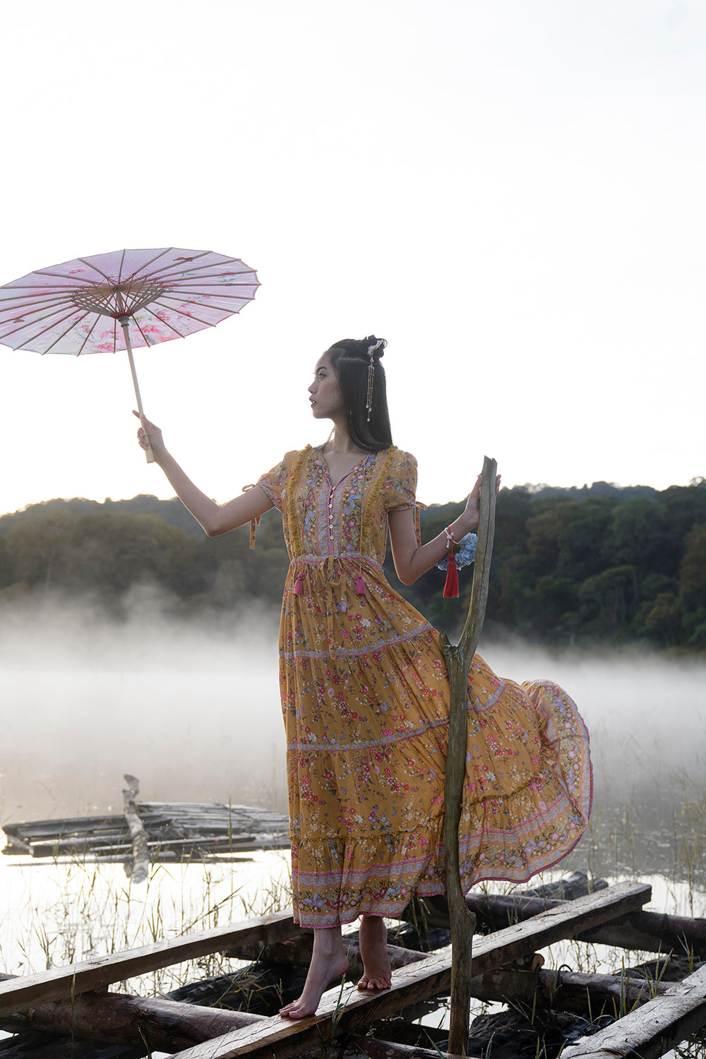 Luna Maxi Dress | Chinese Gold