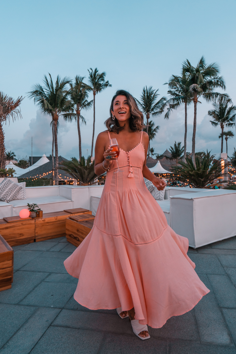 Marbella Midi Dress - Cantaloupe - Tulle and Batiste