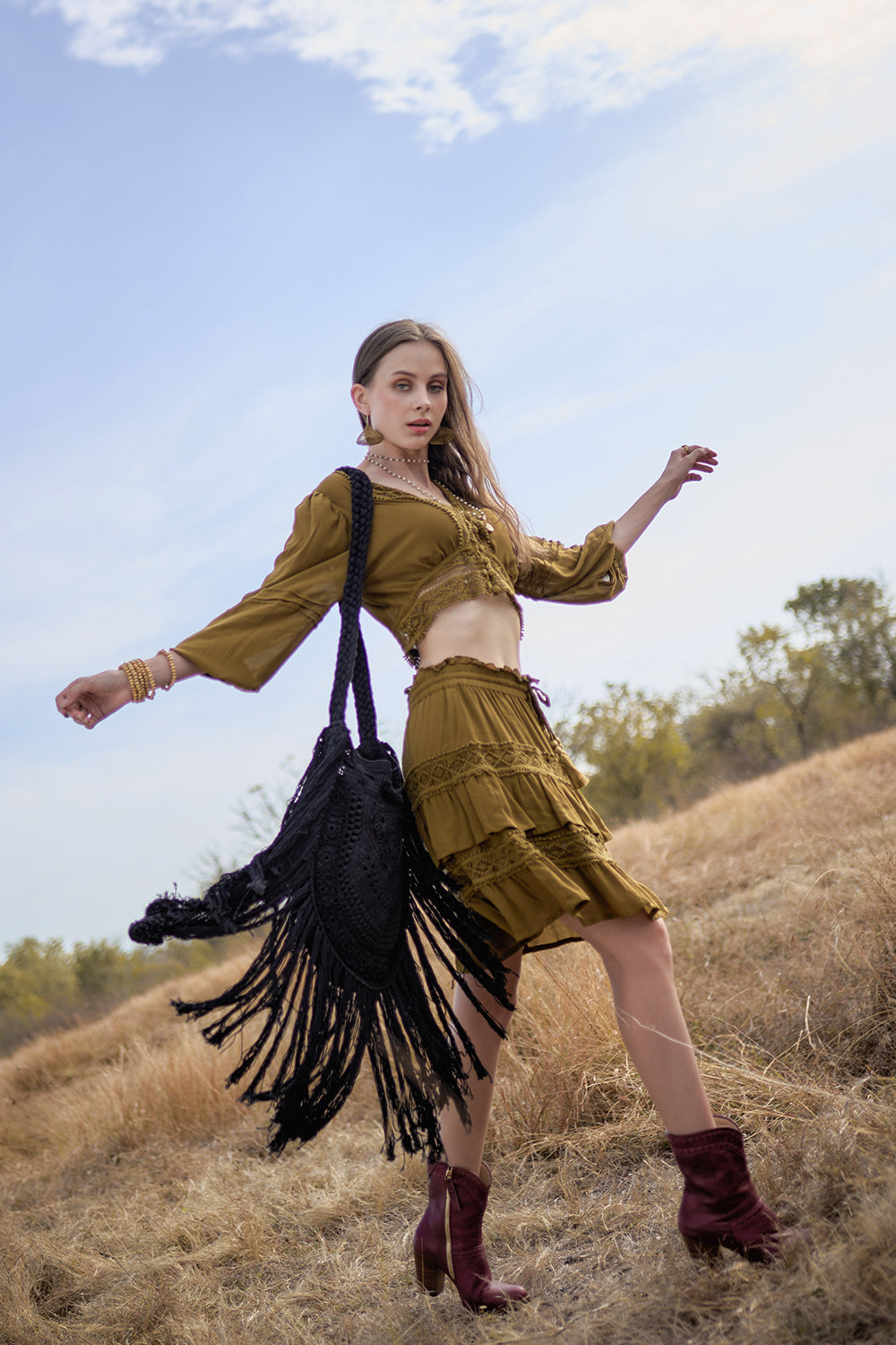 Pom Pom Crochet Bag - Moonless Black - The Fields of Gold by Tulle and Batiste