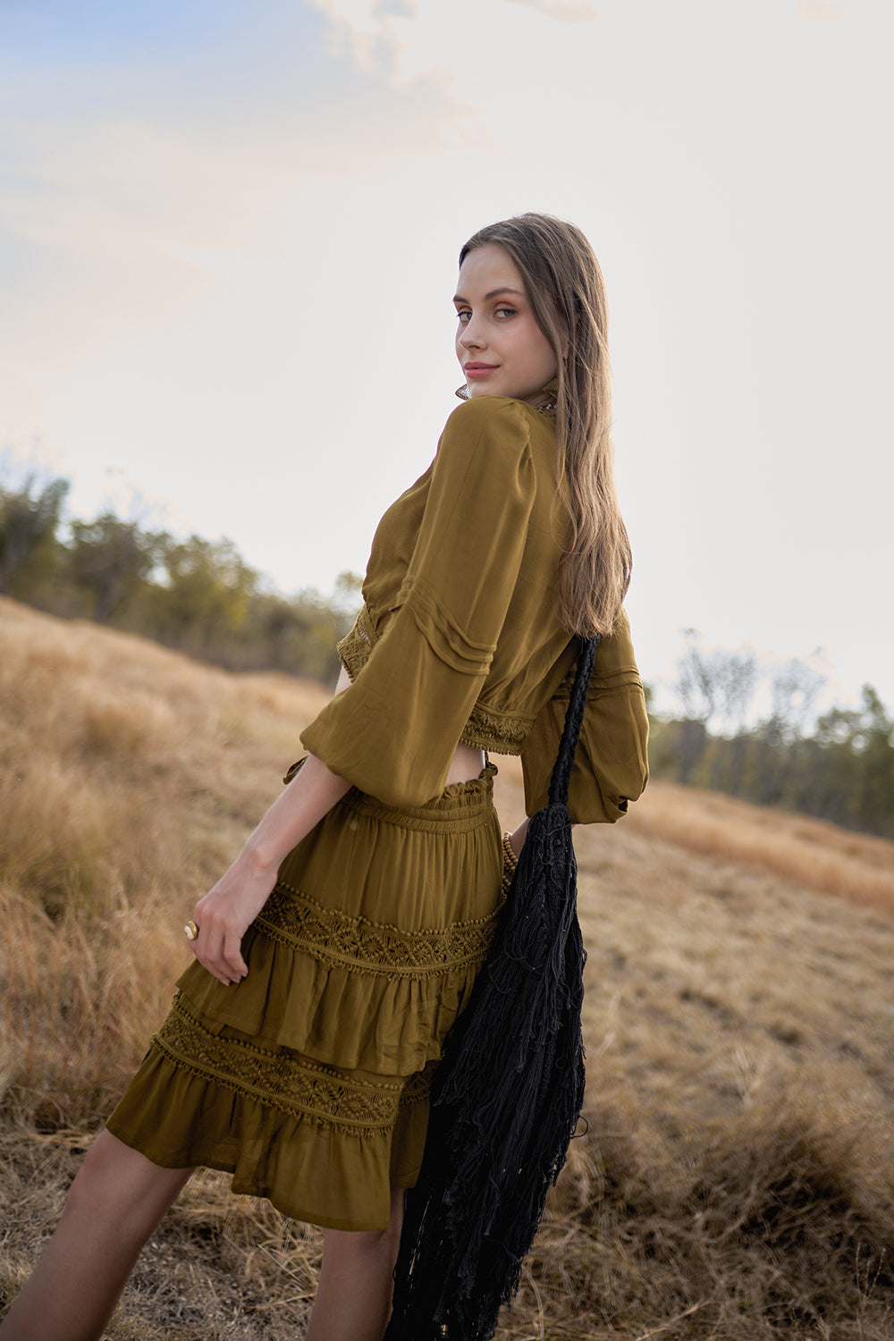 Pom Pom Crochet Bag - Moonless Black - The Fields of Gold by Tulle and Batiste