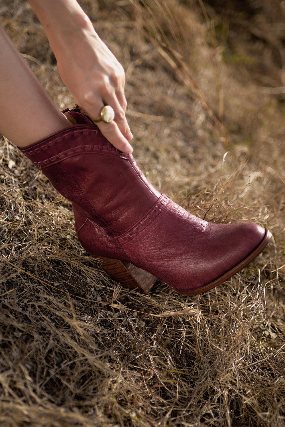 Vivianne Boots - Maroon - The Fields of Gold by Tulle and Batiste