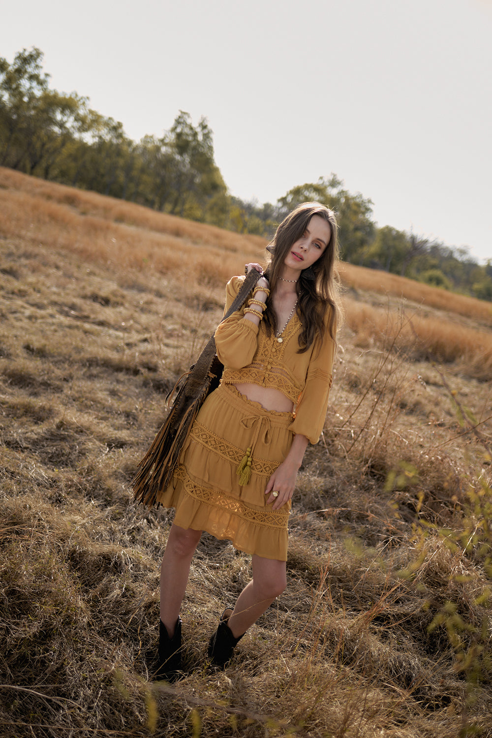 Camille Mini Skirt - Saffron Gold - The Fields of Gold by Tulle and Batiste