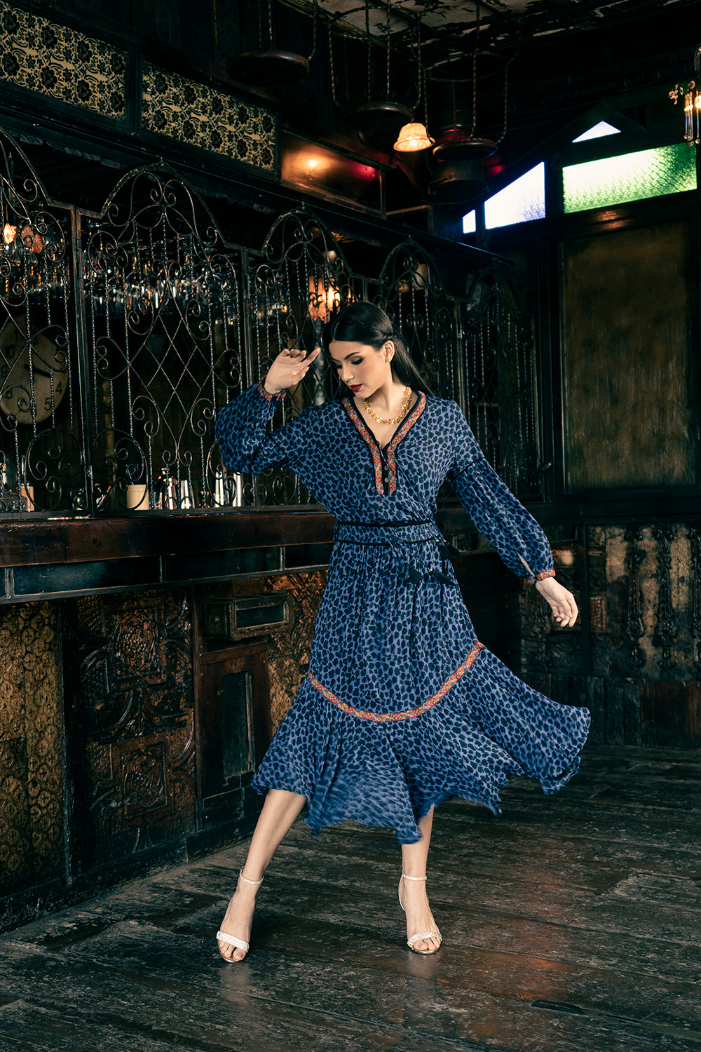 Marie Midi Skirt - Electric Blue - Night Code by Tulle and Batiste
