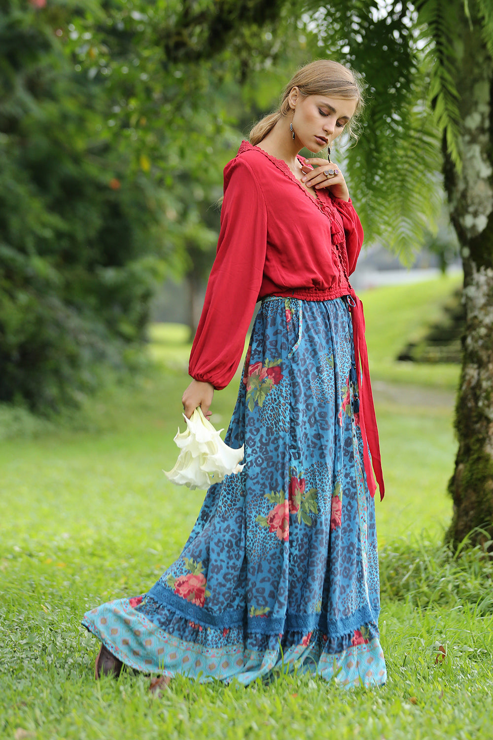 Maya Maxi Skirt - Blue Moon - Tulle and Batiste