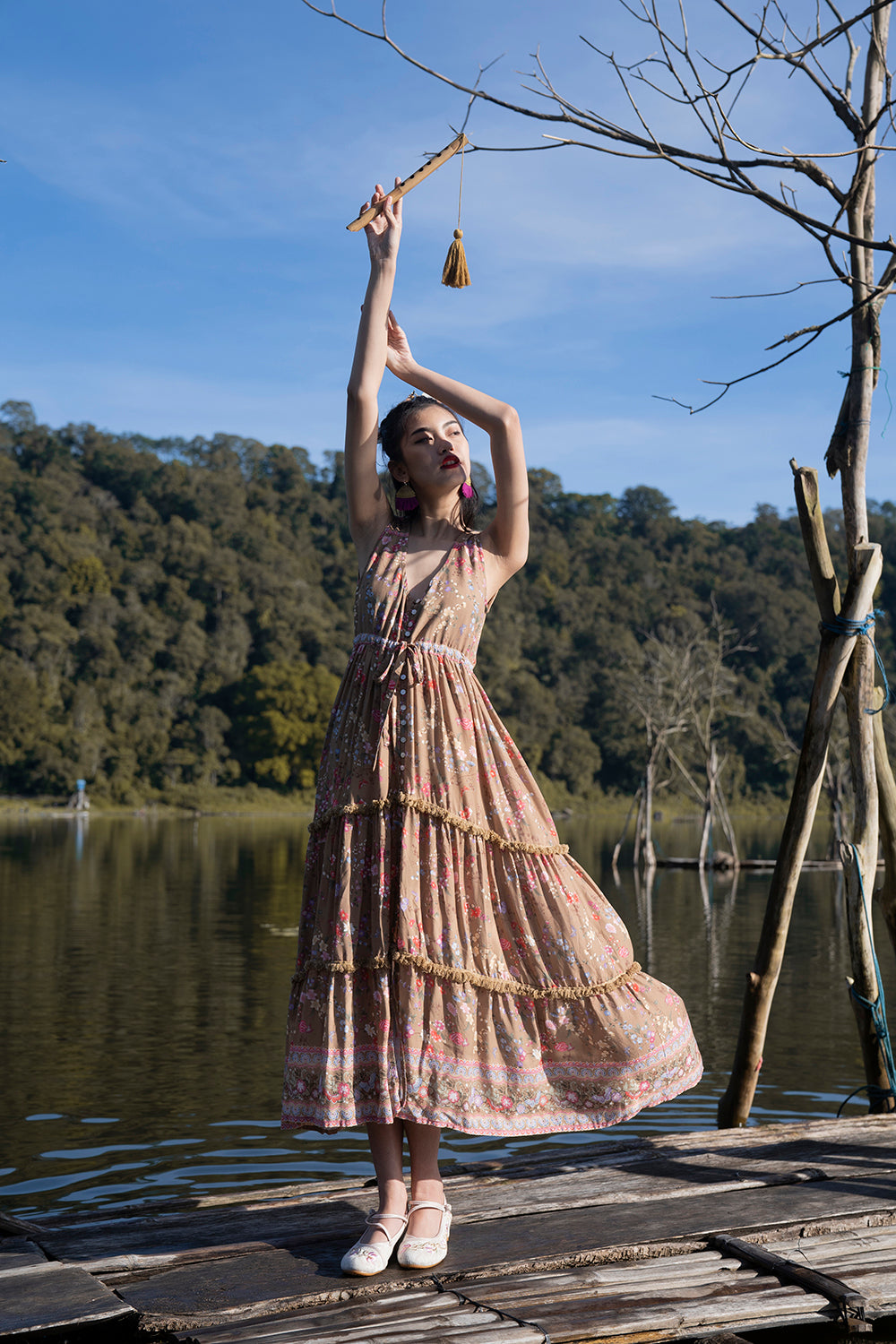 Neveah Maxi Dress | Golden Olive | Celestial by Tulle and Batiste