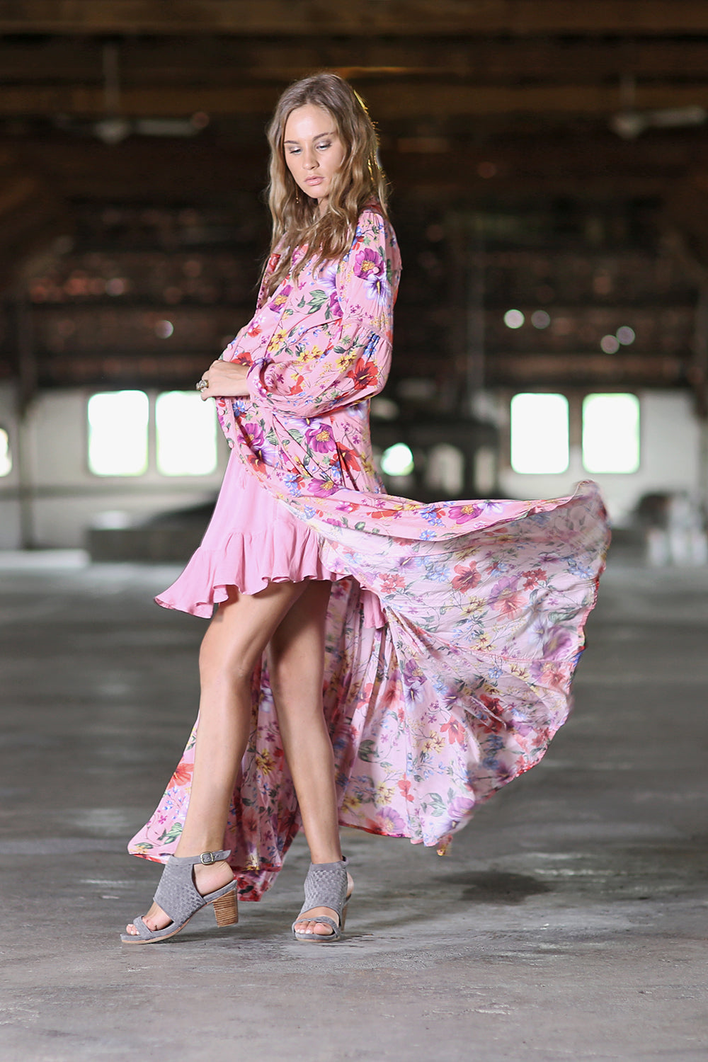 Prairie Mini Slip Dress - Plain Pink Blossom - Tulle and Batiste