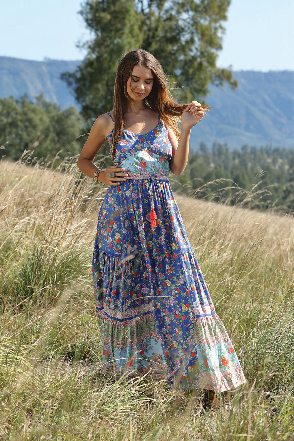 Ravennah Maxi Dress - Lapis Lazuli - Tulle and Batiste