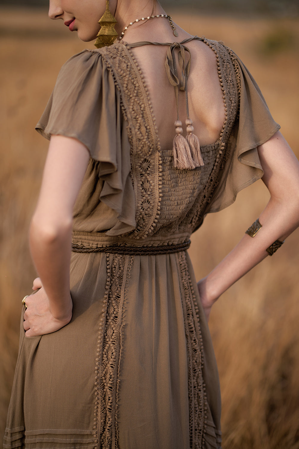 Rosalie Round Plaited Belt - Khaki - The Golden Fields by Tulle and Batiste