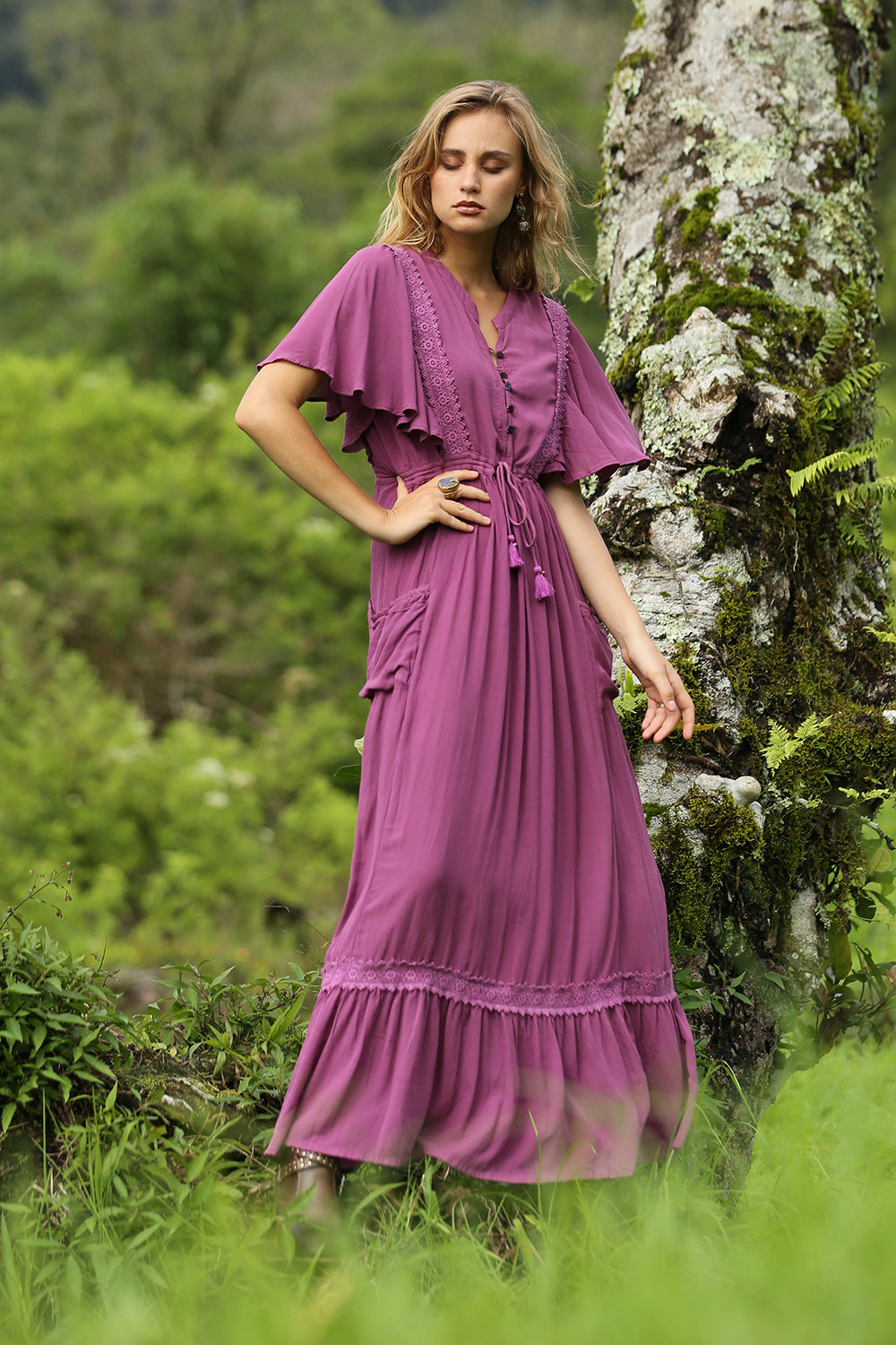 Sahara Maxi Dress - Plain Purple Potion - Tulle and Batiste