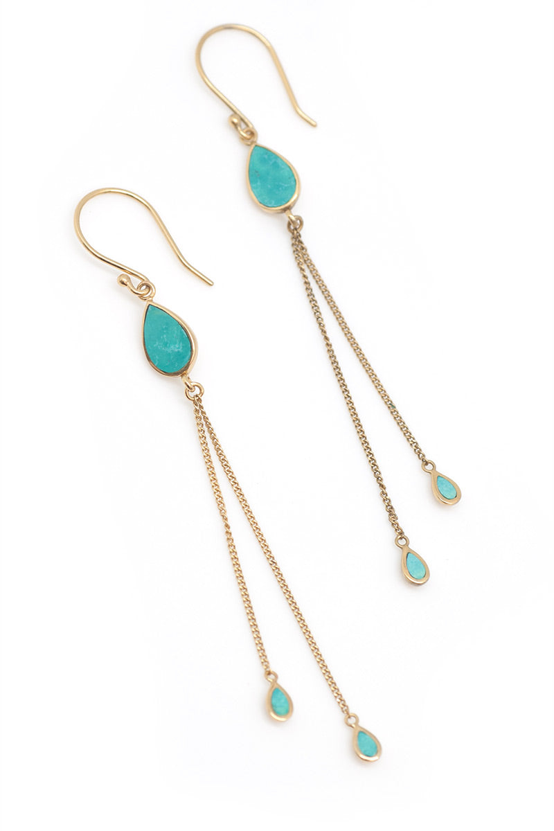 The Teardrops Earrings - Turquoise - Tulle and Batiste