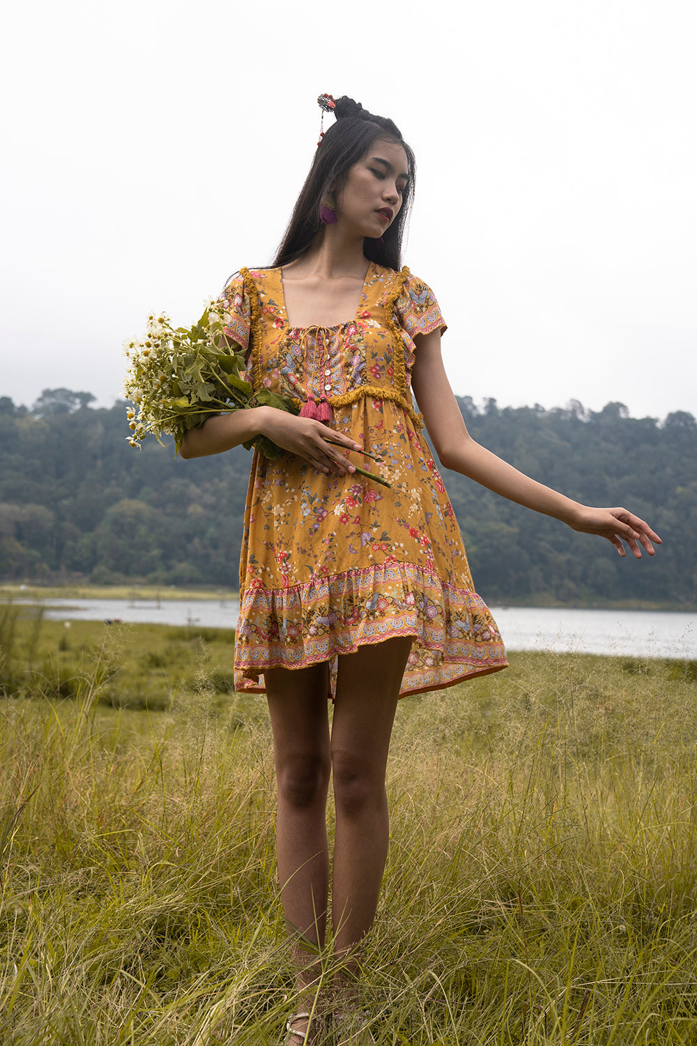 Tian Mini Dress | Chinese Gold