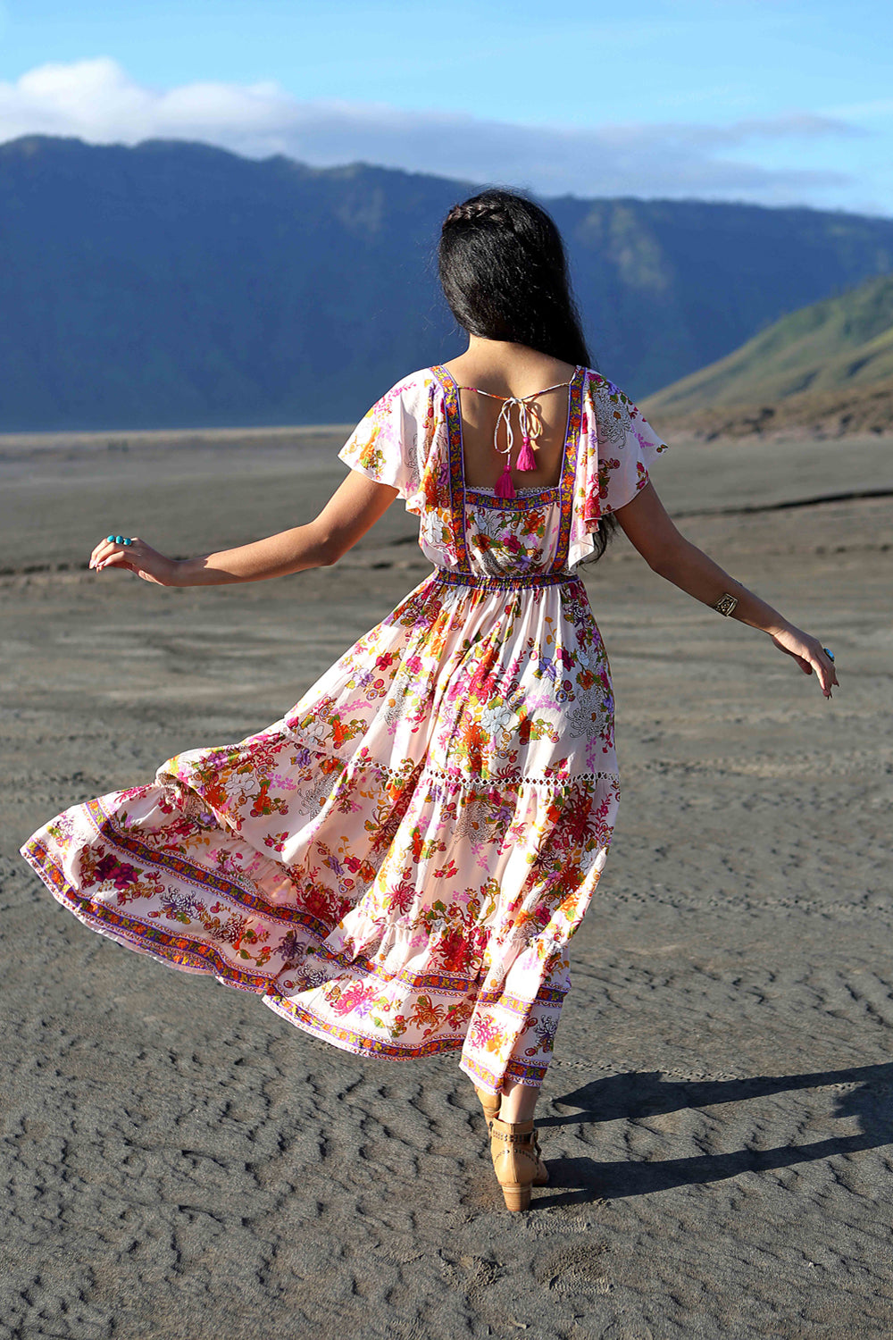 Dahlia Maxi Frill Dress - Primrose Pink - Tulle and Batiste