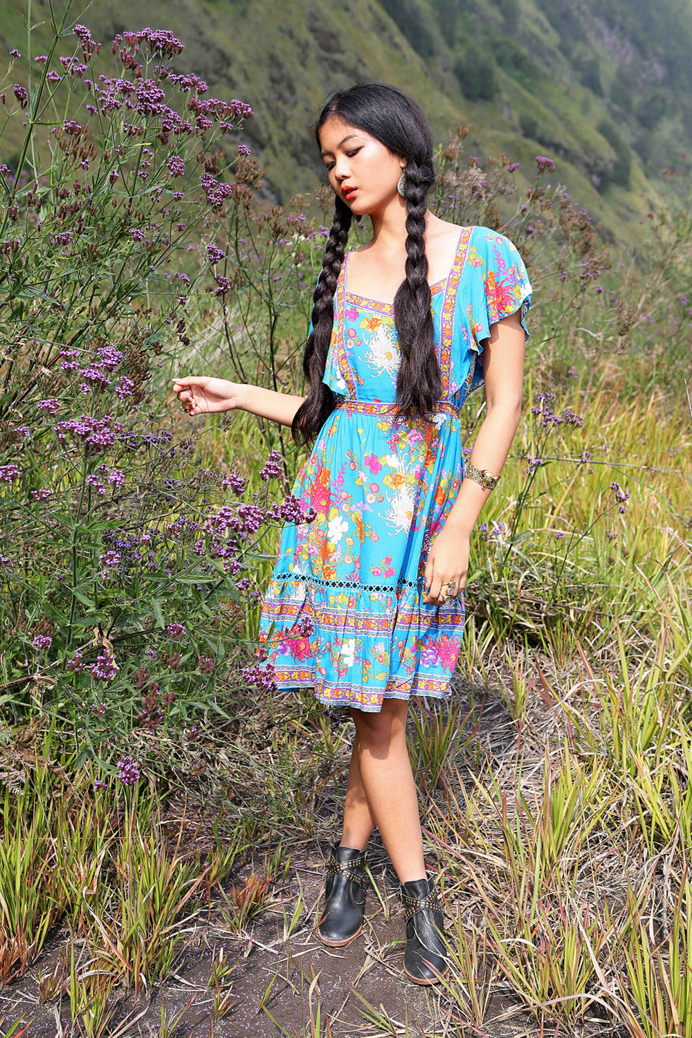 Dahlia Mini Frill Dress - Blue Jewel - Tulle and Batiste