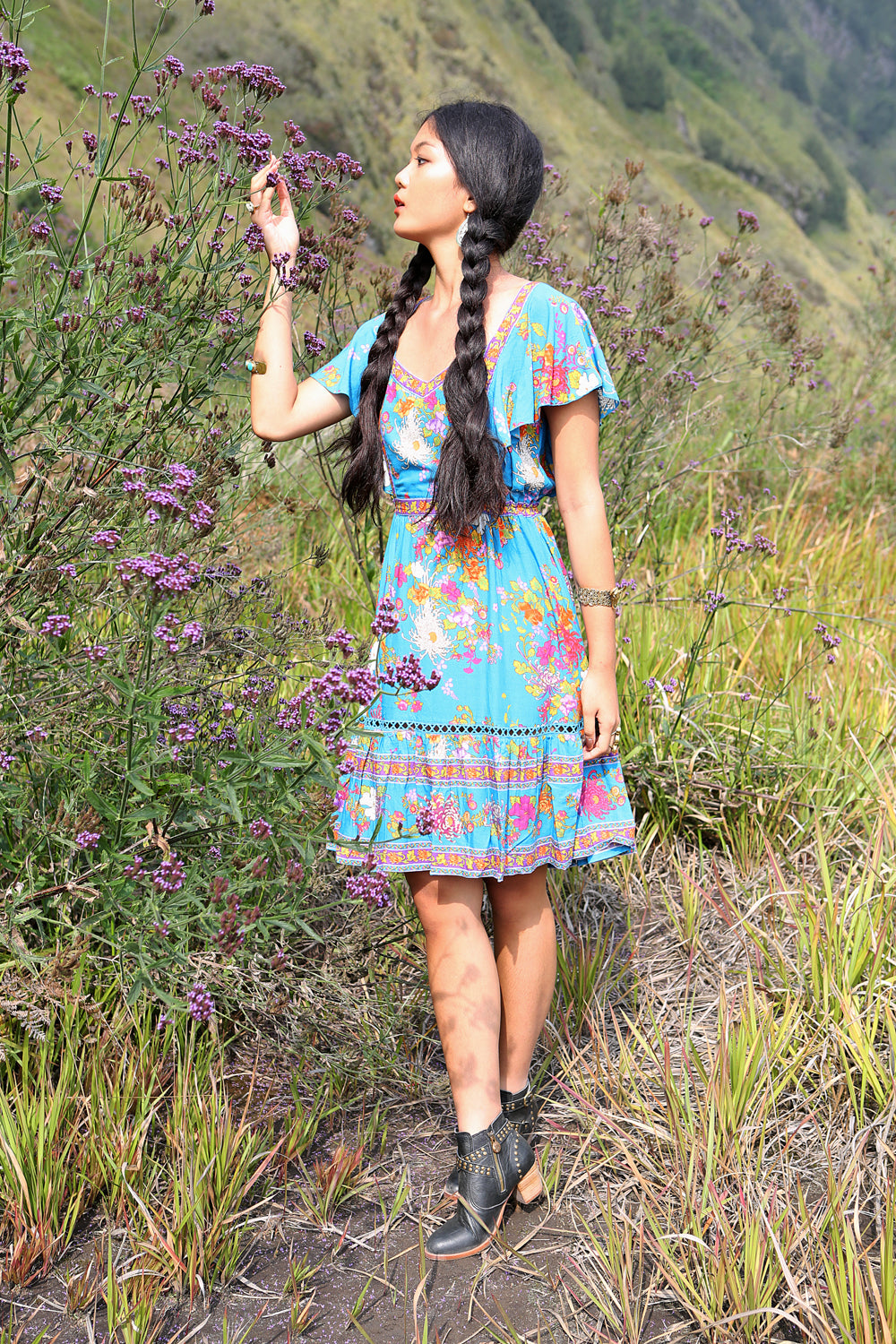 Dahlia Mini Frill Dress - Blue Jewel - Tulle and Batiste