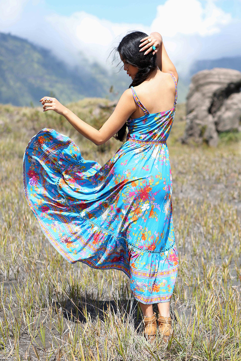 Delila Maxi Dress - Blue Jewel - Tulle and Batiste