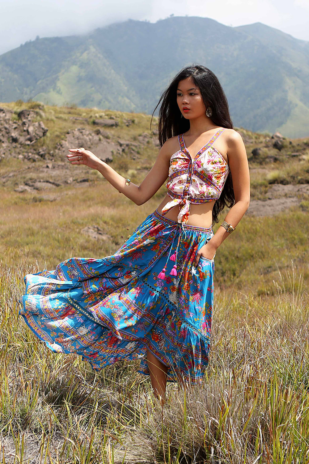 Delila Maxi Skirt - Blue Jewel - Tulle and Batiste