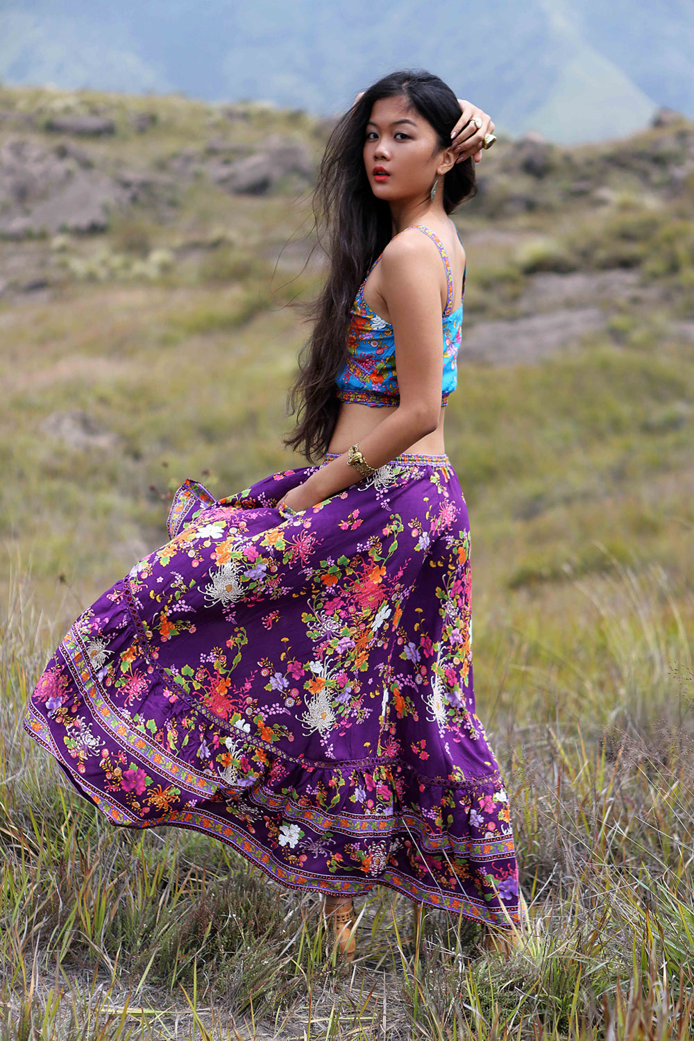 Delila Maxi Skirt - Plum - Tulle and Batiste