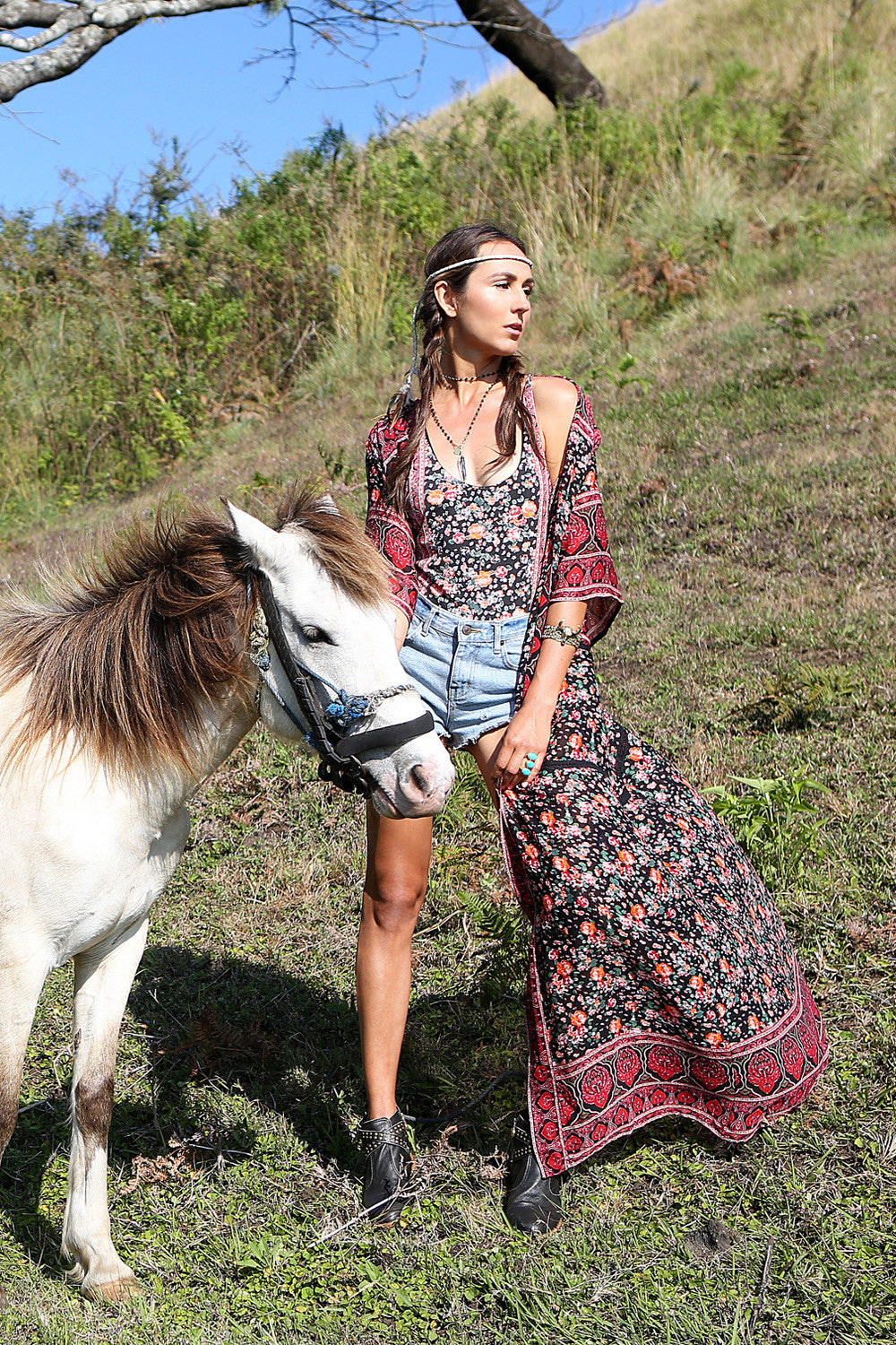 Jamawar Rose Kimono - Florence Green