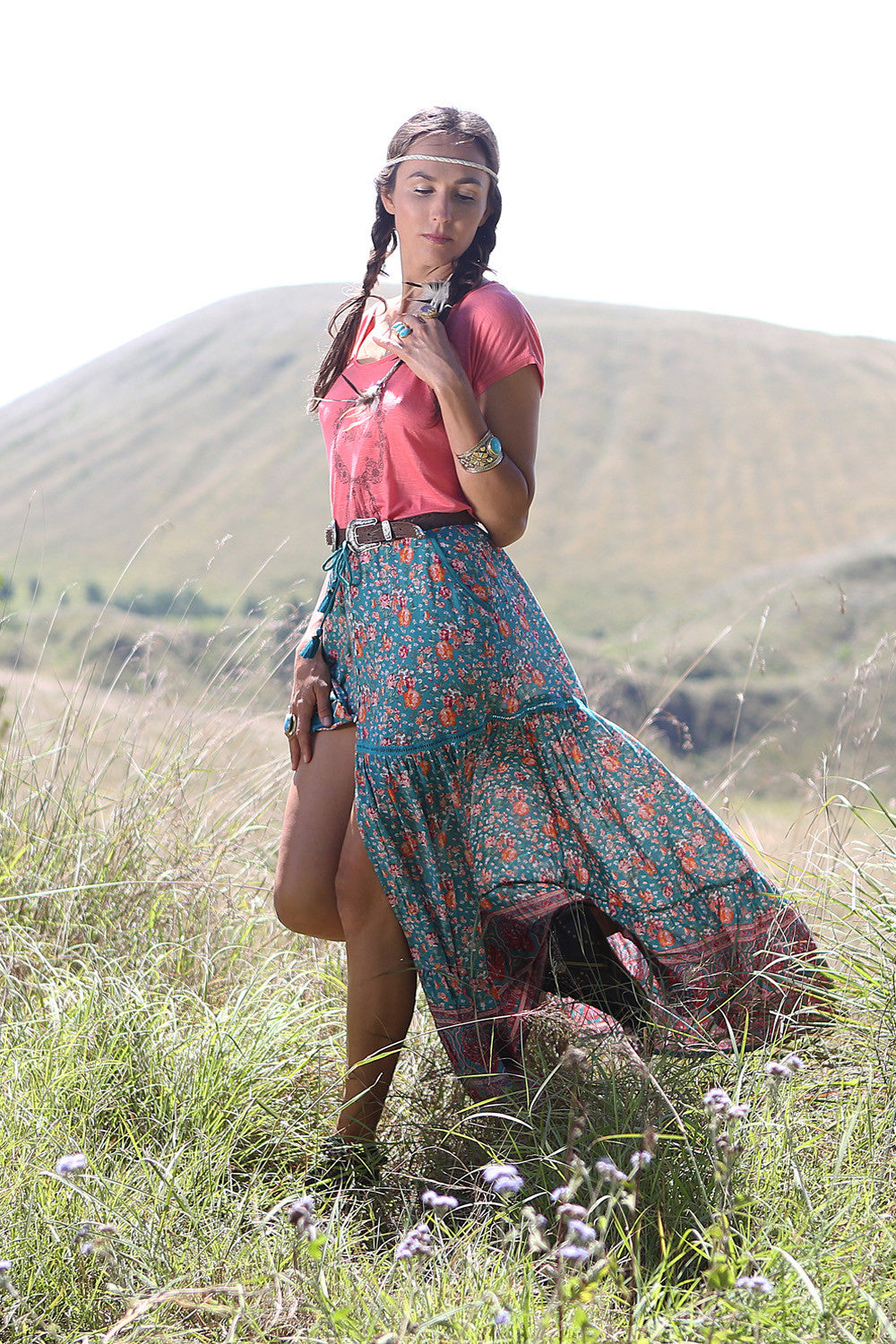 Jamawar Rose Maxi Skirt - Tulle and Batiste