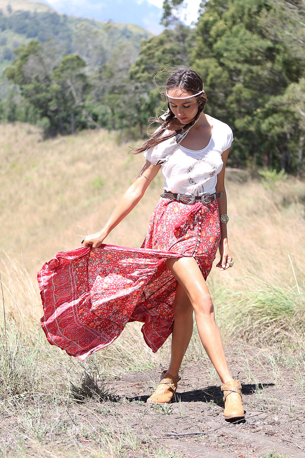 Jamawar Rose Maxi Skirt - Tulle and Batiste