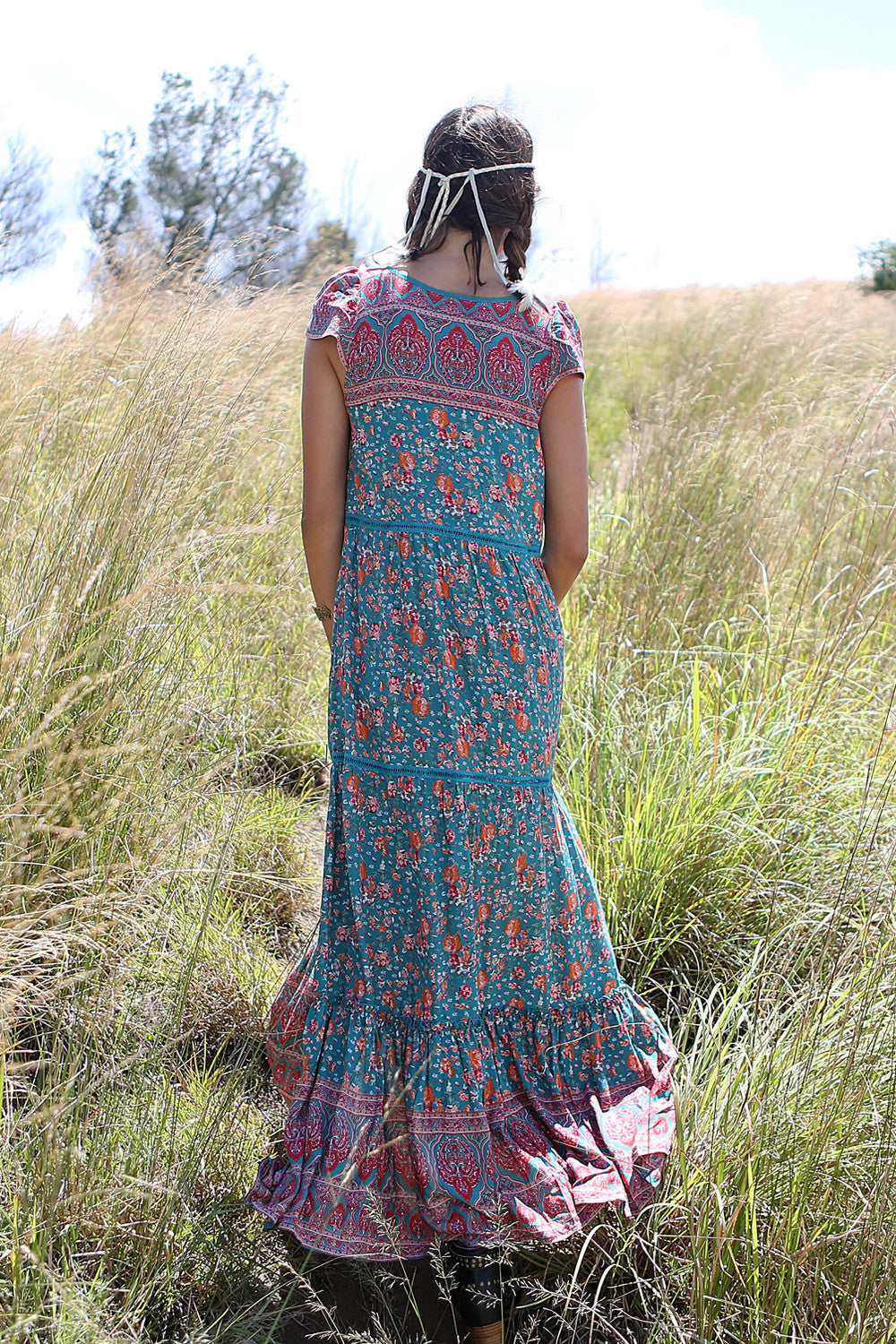 Lily Boho Capsleeve Maxi Dress - Tulle and Batiste