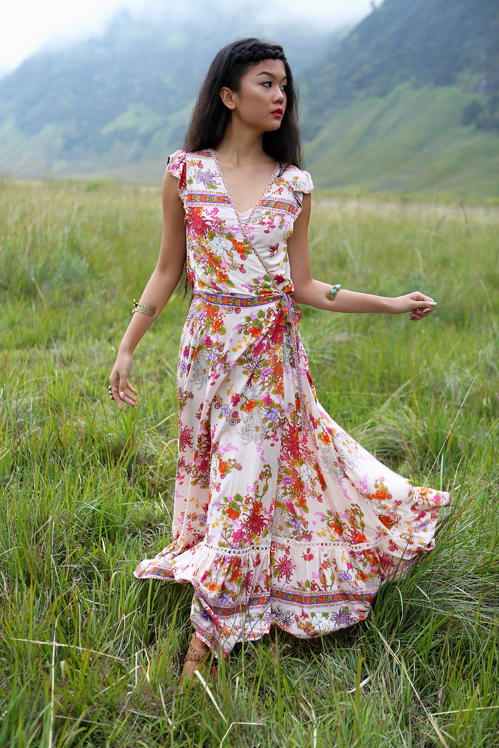 Lola Wrap Maxi Dress - Primrose Pink - Tulle and Batiste