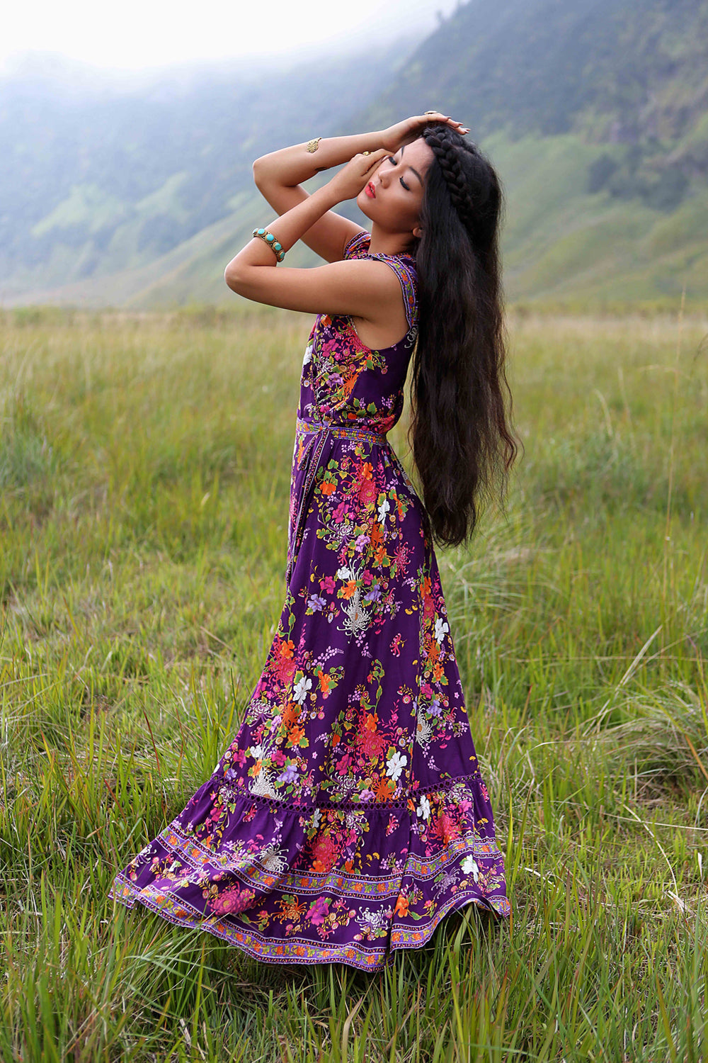 Lola Wrap Maxi Dress - Plum - Tulle and Batiste